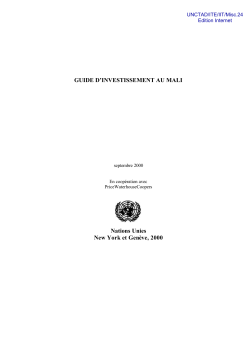 Guide d&acute;investissement au Mali