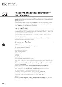Reactions of aqueous solutions of the halogens