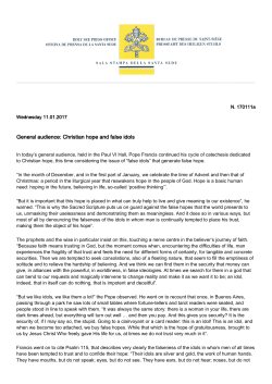 General audience: Christian hope and false idols