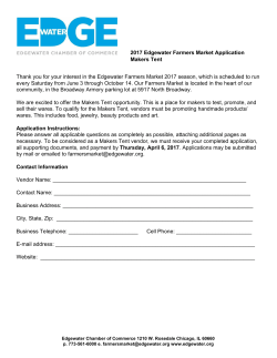 2017 Edgewater Farmers Market Application Makers Tent Thank