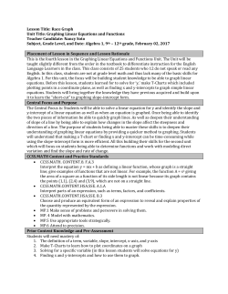 Lesson Title: Race Graph Unit Title: Graphing Linear Equations and
