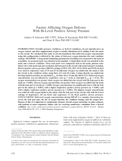 Factors Affecting Oxygen Delivery With Bi-Level