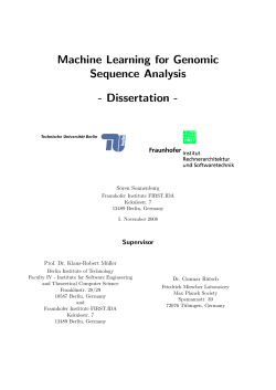 Machine Learning for Genomic Sequence Analysis - Dissertation -