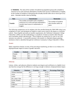 E. TRANSFER. The ratio of the number of students by population