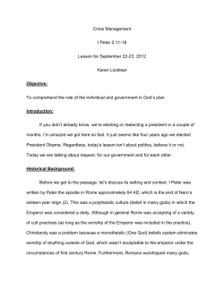 Crisis Management I Peter 2:11-18 Lesson for September 22