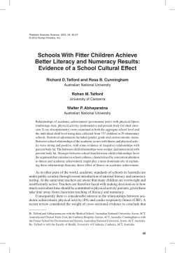 Schools With Fitter Children Achieve Better Literacy and Numeracy