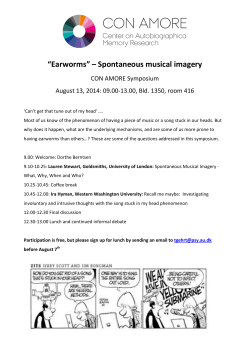 &ldquo;Earworms&rdquo; &ndash; Spontaneous musical imagery