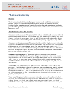 Phonics Inventory - National Center on Intensive Intervention