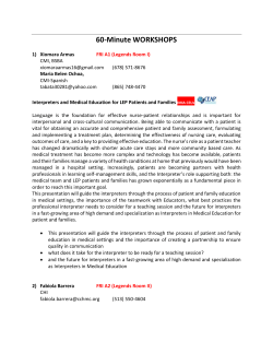 60-Minute WORKSHOPS - International Medical Interpreters