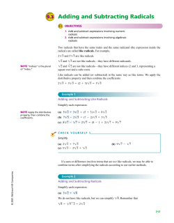 9.3 Adding and Subtracting Radicals