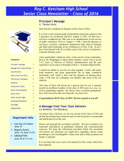Roy C. Ketcham High School Senior Class Newsletter &ndash; Class of