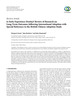 Is Early Experience Destiny? Review of Research on Long