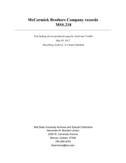 McCormick Brothers Company records MSS.218