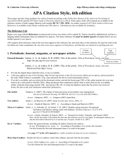 Quick Guide to APA - St. Kate`s Library