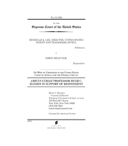 Brief amicus curiae of Professor Hugh C. Hansen filed.