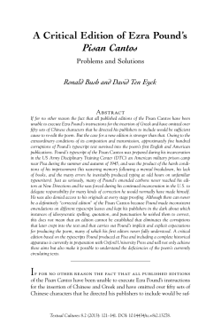 A Critical Edition of Ezra Pound`s Pisan Cantos