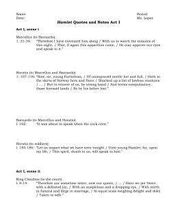 Hamlet Quotes and Notes Act I