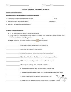 Review: Simple vs. Compound Sentences