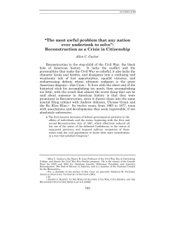 Reconstruction as a Crisis in Citizenship
