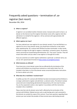 Frequently asked questions &ndash; termination of .se- registrar (last