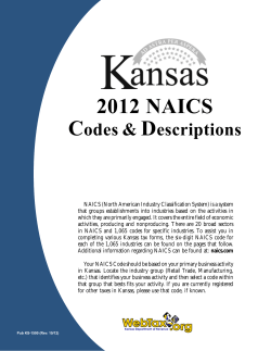 Pub. KS-1500 NAICS Codes and Descriptions