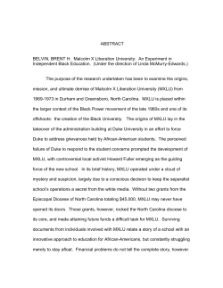 ABSTRACT BELVIN, BRENT H. Malcolm X Liberation University: An