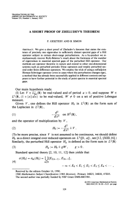 A SHORT PROOF OF ZHELUDEV`S THEOREM Our