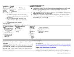 GT Differentiated Exemplar Lesson Grade Level: 4 Subject Area(s