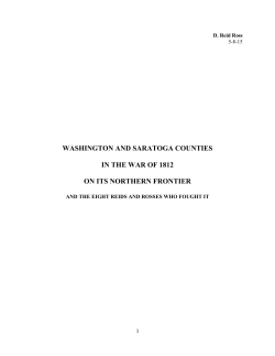 Washington and Saratoga Counties in the War of 1812 on its