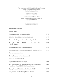 The Association for Diplomatic Studies and Training Foreign Affairs