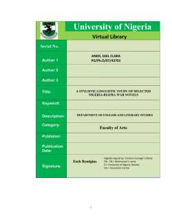 Faculty of Arts - University Of Nigeria Nsukka