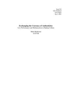 Graduate Essay: &ldquo;Live Performance in Hip-hop&rdquo;