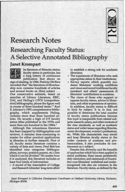 Researching Faculty Status: A Selective Annotated Bibliography
