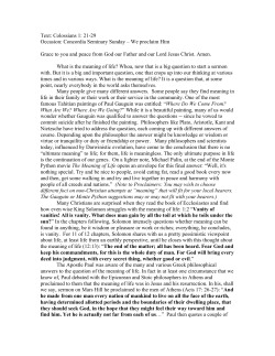 Seminary Sunday Sermon