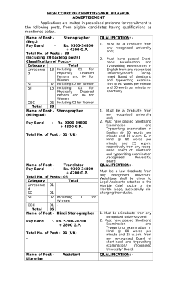 HIGH COURT OF CHHATTISGARH, BILASPUR ADVERTISEMENT
