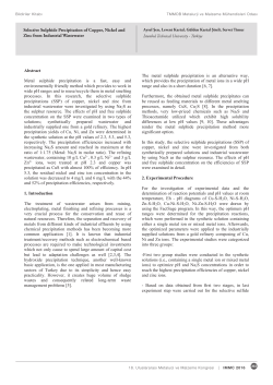 Selective Sulphide Precipitation of Copper, Nickel and Zinc from