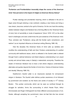 Puritanism and Providentialism inexorably shape