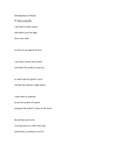 Introduction to Poetry BILLY COLLINS BY I ask them to take a poem