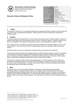 Domestic Violence Workplace Policy