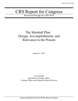 The Marshall Plan - Every CRS Report