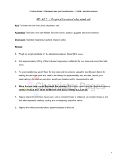 AP LAB 01b: Empirical formula of a hydrated salt