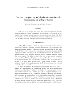 On the complexity of algebraic numbers I. Expansions in integer bases