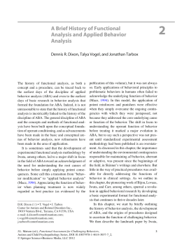 A Brief History of Functional Analysis and Applied Behavior Analysis