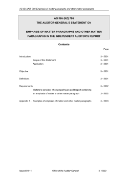 AG ISA (NZ) 706 Emphasis of matter paragraphs