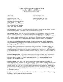 College of Education Steering Committee October 8, 2010 at 10:00