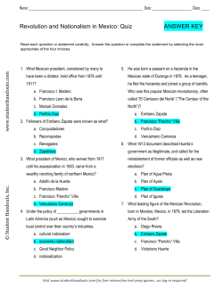 Revolution and Nationalism in Mexico: Quiz