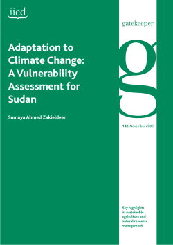 Adaptation to Climate Change: A Vulnerability Assessment