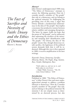 The Fact of Sacrifice and Necessity of Faith: Dewey and the Ethics of