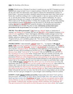 TOS: The Hardship of His Mission TEXT: Mt 10:16