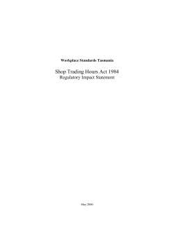 Shop Trading Hours Act 1984 - Regulatory Impact Statement